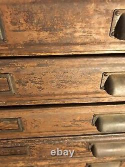 Antique Vintage Steel Metal Industrial 12 Drawer Drawing Typeset Cabinet