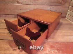 Antique Vintage THE WABASH CABINET CO. 2 drawer Card Catalog File Wood Cabinet