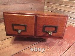 Antique Vintage THE WABASH CABINET CO. 2 drawer Card Catalog File Wood Cabinet