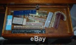 Antique Vintage Table Top Cabinet Crystal Jeweler Dentist With Dental Equipment