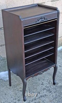 Antique Vintage Victorian Old Solid Mahogany Record Storage Sheet Music Cabinet
