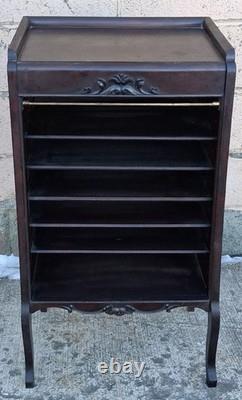 Antique Vintage Victorian Old Solid Mahogany Record Storage Sheet Music Cabinet