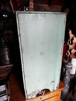 Antique Vintage Wood Cabinet 6 Drawer Garage Barn Rustic Green Paint Side Table