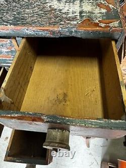 Antique Vintage Wood Parts Cabinet 14 Drawer Garage Barn Rustic Paint