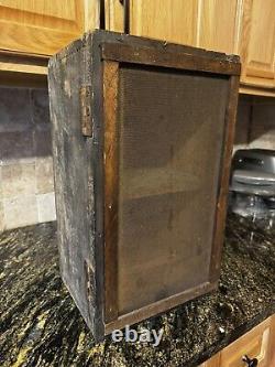 Antique Vintage Wood Wall Cabinet Screen Door Garage Barn Rustic Hanging