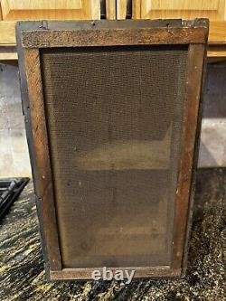 Antique Vintage Wood Wall Cabinet Screen Door Garage Barn Rustic Hanging