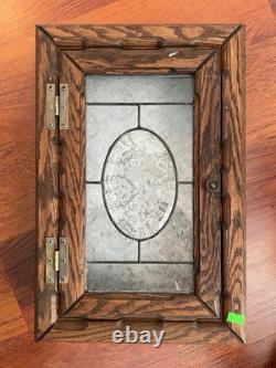 Antique Vtg Oak Wood wall Medicine Cabinet