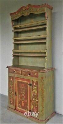 Antique Vtg Swedish German French Country Painted Cabinet Hutch Cupboard Pantry