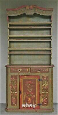 Antique Vtg Swedish German French Country Painted Cabinet Hutch Cupboard Pantry