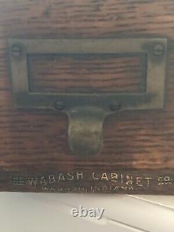 Antique Wabash Cabinet Co Oak Index Card Catalogue Drawer