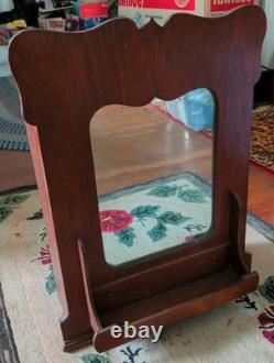 Antique Wall Medicine Bathroom Apothecary Cabinet Wood Orig Wavy Glass Mirror