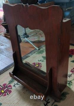 Antique Wall Medicine Bathroom Apothecary Cabinet Wood Orig Wavy Glass Mirror