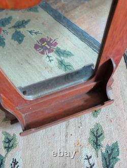 Antique Wall Medicine Bathroom Apothecary Cabinet Wood Orig Wavy Glass Mirror