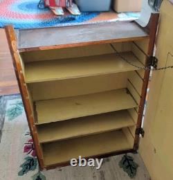 Antique Wall Medicine Bathroom Apothecary Cabinet Wood Orig Wavy Glass Mirror