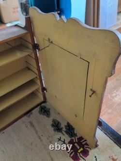 Antique Wall Medicine Bathroom Apothecary Cabinet Wood Orig Wavy Glass Mirror Antique Wall Medicine Bathroom Apothecary Cabinet Wood Orig Wavy Glass Mirror