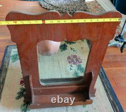 Antique Wall Medicine Bathroom Apothecary Cabinet Wood Orig Wavy Glass Mirror