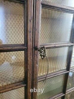 Antique Wall Mount Cabinet Wood Display Curio Collectible Hutch Spain STUNNING