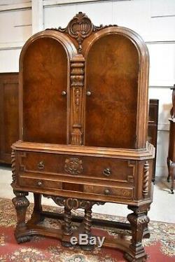 Antique Walnut Cabinet, China Hutch or Bedroom Dresser Armoire