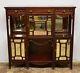 Antique Walnut Carved Mirrored Etagere Display Cabinet Tall Tv Stand Buffet