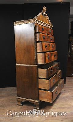 Antique Walnut Chest on Chest Cabinet English Furniture 1840 Tall Boy