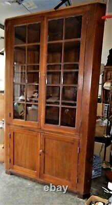 Antique Walnut Corner Cabinet20 Panes Glassover 6.5' Tallca 1890
