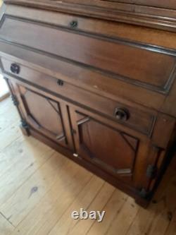 Antique Walnut Victorian Bookcase Cabinet Cupboard 2pc 7ft Cabinet 1860