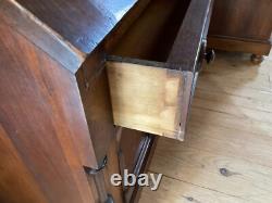 Antique Walnut Victorian Bookcase Cabinet Cupboard 2pc 7ft Cabinet 1860