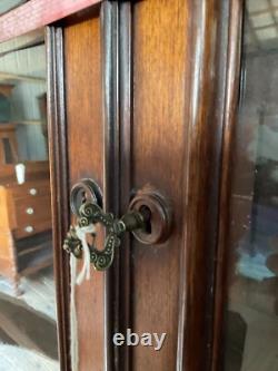 Antique Walnut Victorian Bookcase Cabinet Cupboard 2pc 7ft Cabinet 1860