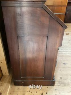 Antique Walnut Victorian Bookcase Cabinet Cupboard 2pc 7ft Cabinet 1860