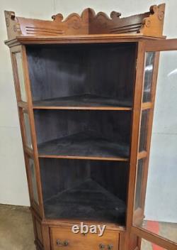 Antique Walnut Victorian Corner China Cabinet