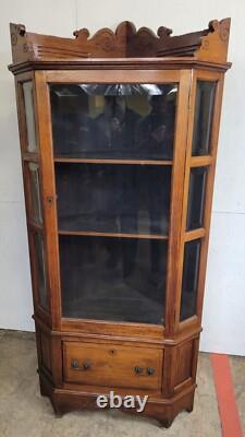 Antique Walnut Victorian Corner China Cabinet