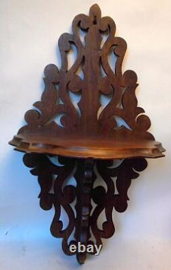 Antique Walnut WALL SHELF Bracket FRET Carved Victorian