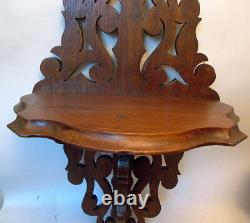 Antique Walnut WALL SHELF Bracket FRET Carved Victorian