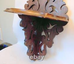 Antique Walnut WALL SHELF Bracket FRET Carved Victorian
