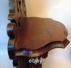 Antique Walnut WALL SHELF Bracket FRET Carved Victorian