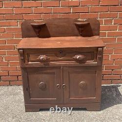 Antique Washstand Solid Wood Westlake Style Moldings Drawer Cupboard Storage