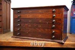 Antique Watchmaker Apothecary Cabinet Letterpress Typeset wood drawer organizer