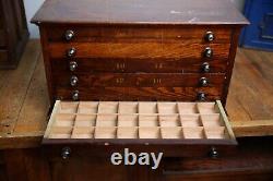 Antique Watchmaker Apothecary Cabinet Letterpress Typeset wood drawer organizer