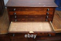 Antique Watchmaker Apothecary Cabinet Letterpress Typeset wood drawer organizer