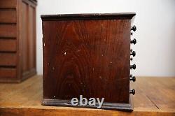 Antique Watchmaker Apothecary Cabinet Letterpress Typeset wood drawer organizer