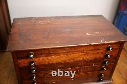 Antique Watchmaker Apothecary Cabinet Letterpress Typeset wood drawer organizer