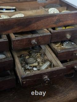 Antique Watchmaker's Parts Cabinet & Contents Roskopf Movement c. 1900 Rae
