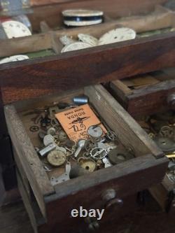 Antique Watchmaker's Parts Cabinet & Contents Roskopf Movement c. 1900 Rae