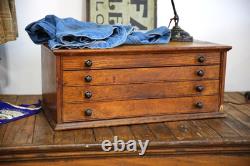 Antique Watchmakers Apothecary Cabinet wood drawer Tool Box Pocket Watch vintage