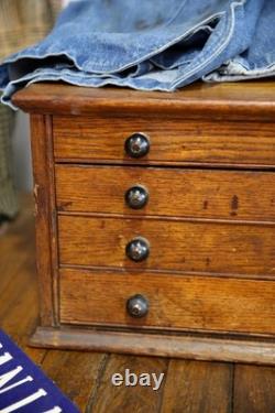 Antique Watchmakers Apothecary Cabinet wood drawer Tool Box Pocket Watch vintage