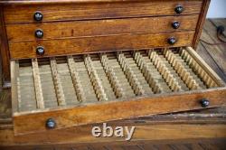 Antique Watchmakers Apothecary Cabinet wood drawer Tool Box Pocket Watch vintage