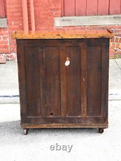 Antique Watchmakers Bench industrial oak desk apothecary wood drawer cabinet