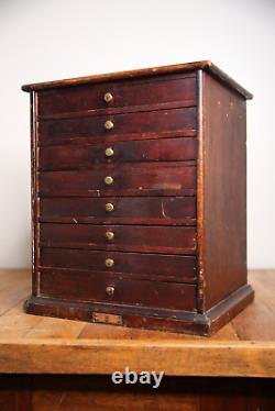 Antique Watchmakers Cabinet wood Apothecary Industrial Multi Drawer brass knobs