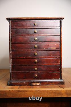 Antique Watchmakers Cabinet wood Apothecary Industrial Multi Drawer brass knobs