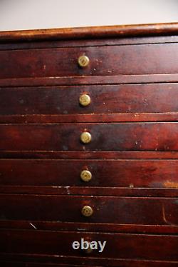 Antique Watchmakers Cabinet wood Apothecary Industrial Multi Drawer brass knobs